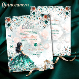 25 Budget Türkis Floral Quinceanera Kleidung Papie Flyer