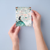 25 Budget Türkis Floral Quinceanera Kleidung Papie Flyer (Gruppe)