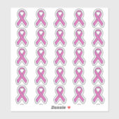 25 Chrome Style Print Pink Ribbon Bewusstsein Aufkleber (Blatt)