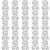 25 Chrome Style Print White Ribbon Bewusstsein Aufkleber (Vorderseite)