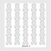 25 Chrome Style Print White Ribbon Bewusstsein Aufkleber (Blatt)