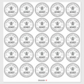 25 Custom Mason Jar Honey Labels 2,25" mit Biene (Blatt)