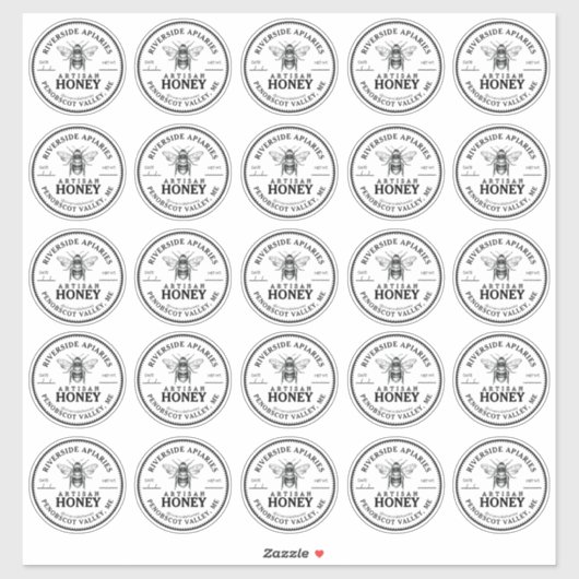 25 Custom Mason Jar Honey Labels 2,25" mit Biene (Blatt)