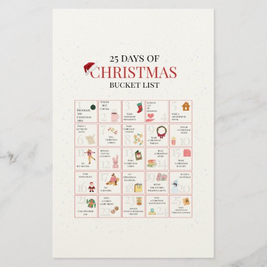 25 Days of Christmas Bucket List Art Briefpapier (Vorderseite)