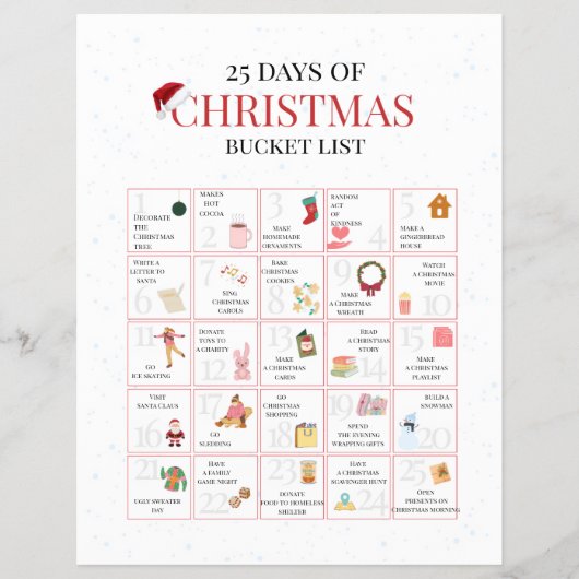 25 Days of Christmas Bucket List Art Flyer (Vorne)