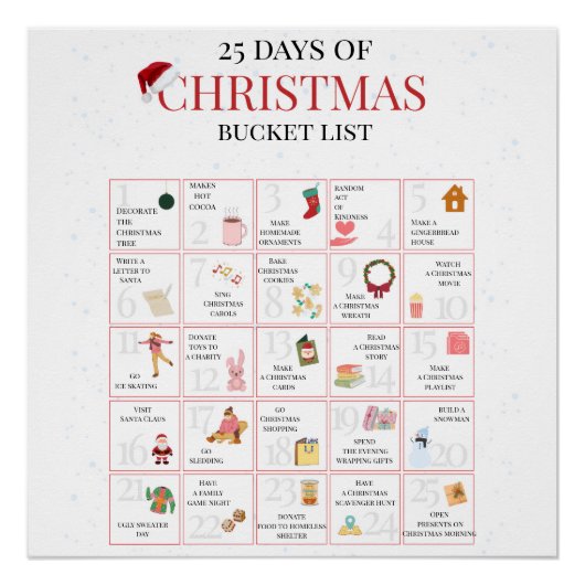 25 Days of Christmas Bucket List Art Poster (Vorderseite)