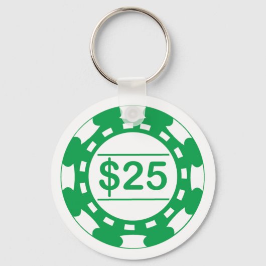 25 $ Denomination Casino Chip Green Schlüsselanhän Schlüsselanhänger (Vorderseite)