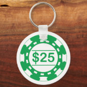 25 $ Denomination Casino Chip Green Schlüsselanhän Schlüsselanhänger (Vorderseite)