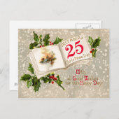 25. Dezember Kirche Holly Snow Postkarte (Vorne/Hinten)