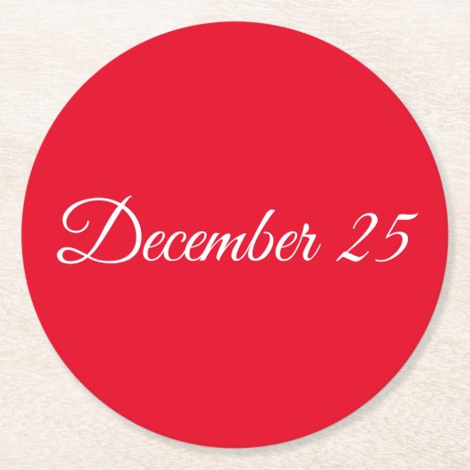 25. Dezember Runder Pappuntersetzer (Vorderseite)