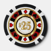 25 Dollar Casino Poker Chip Las Vegas - Rot/Weiß (Rückseite)