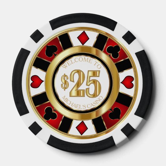 25 Dollar Casino Poker Chip Las Vegas - Rot/Weiß (Rückseite)