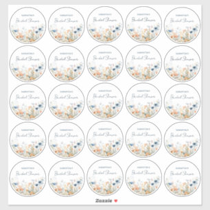 25 Dusty Blue Watercolor Wildblume Brautparty Aufkleber