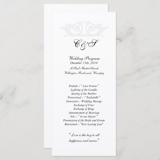 25 elegante Weiß-/Silberhochzeitprogramme Programm (Vorne/Hinten)