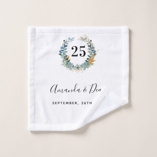 25. Eukalyptuskranz anlässlich der Hochzeit Badhandtuch Set (Waschlappen)