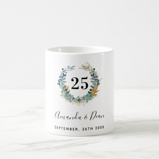 25. Eukalyptuskranz anlässlich der Hochzeit Kaffeetasse (Mittel)