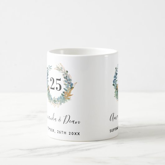 25. Eukalyptuskranz anlässlich der Hochzeit Kaffeetasse (Mittel)