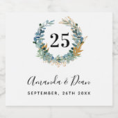 25. Eukalyptuskranz anlässlich der Hochzeit Schaumweinetikett (Einzelnes Label)