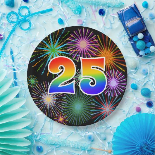 25. Event - Spaß, farbenfroh, kühl, Regenbogen 25 Pappteller (Party)