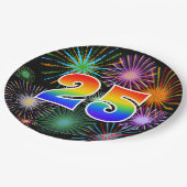 25. Event - Spaß, farbenfroh, kühl, Regenbogen 25 Pappteller (Schrägansicht)