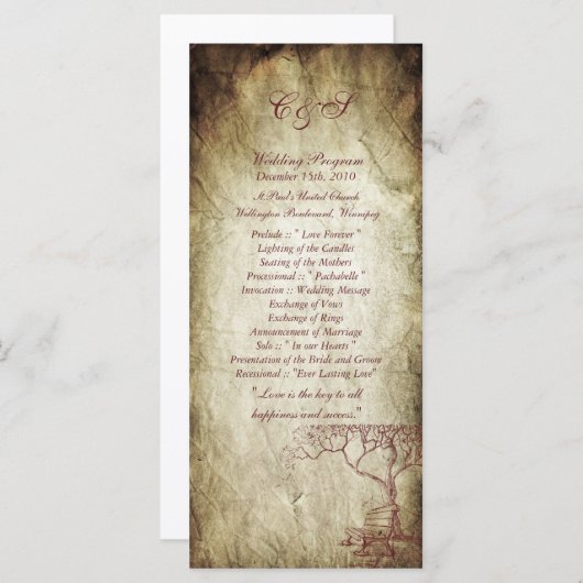 25 Fall Tree Wedding Programme (Vorne/Hinten)