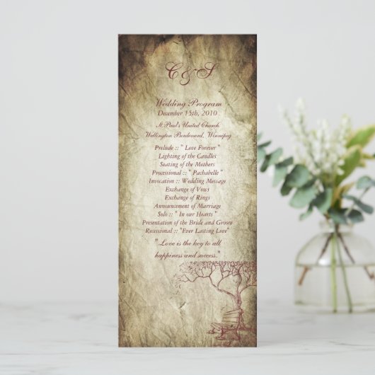 25 Fall Tree Wedding Programme (Stehend Vorderseite)