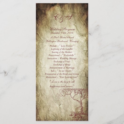 25 Fall Tree Wedding Programme (Vorderseite)