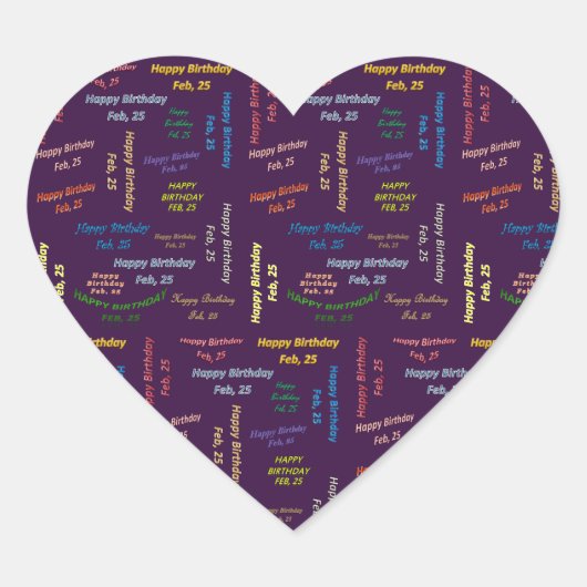 25. Februar Herz-Aufkleber (Vorderseite)