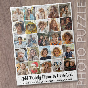 25 Foto-Collage - Benutzerdefinierter Text - Weiß Puzzle