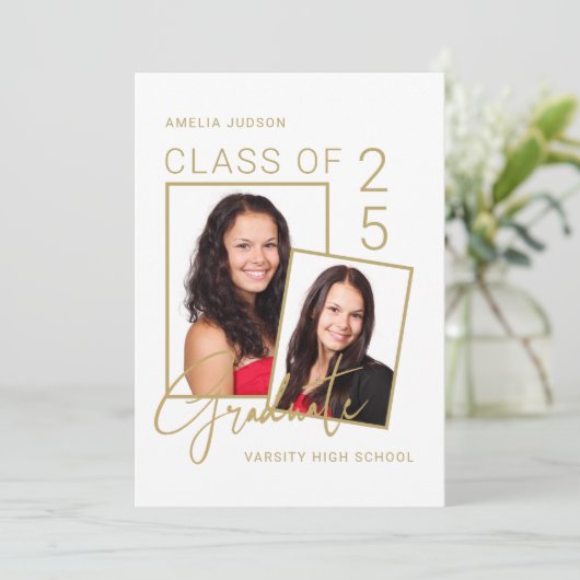 25-Foto-Gold-Script-Abschluss Ankündigung (Stehend Vorderseite)