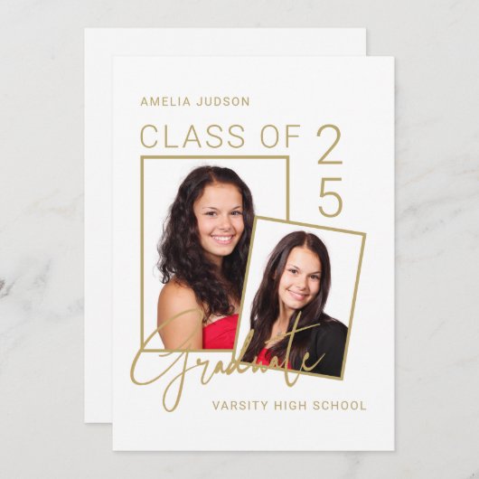 25-Foto-Gold-Script-Abschluss Ankündigung (Vorne/Hinten)