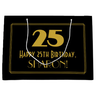 25. Geburtstag — Art Deco Inspiriert Look "25" & N Große Geschenktüte