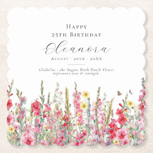 25. Geburtstag August Geburtsmonat Blume Custom Untersetzer