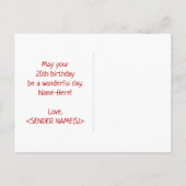 25. Geburtstag: Bold, Fun, Simple, Rainbow 25 Postkarte (Rückseite)