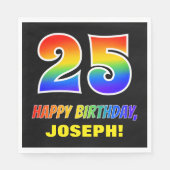25. Geburtstag: Bold, Fun, Simple, Rainbow 25 Serviette (Vorderseite)