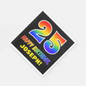 25. Geburtstag: Bold, Fun, Simple, Rainbow 25 Serviette (Ecke)