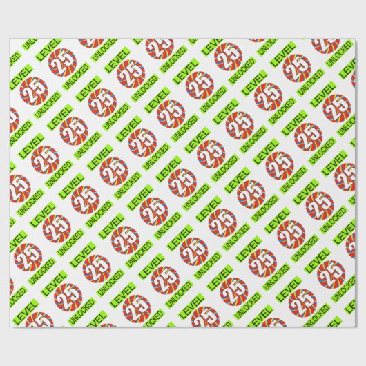 25. Geburtstag Computer Gamer Geschenkpapier (Flach)