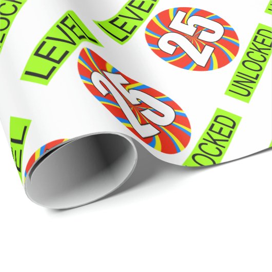 25. Geburtstag Computer Gamer Geschenkpapier (Rolleneckpunkt)