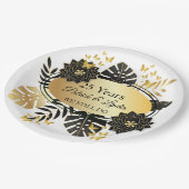 25. Geburtstag der Schwarzen und goldenen Blüte - Pappteller (Schrägansicht)