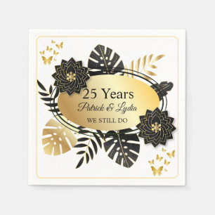 25. Geburtstag der Schwarzen und goldenen Blüte - Serviette