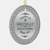25. Geburtstag Diamonds & Silver Keramik Ornament (Rechts)