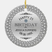 25. Geburtstag Diamonds & Silver Keramik Ornament (Hinten)