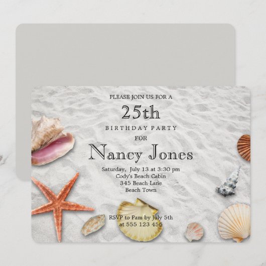 25. Geburtstag Einladung (Vorne/Hinten)