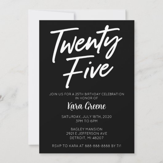 25. Geburtstag Einladung (Vorderseite)