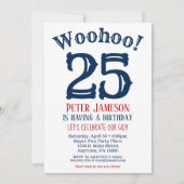 25. Geburtstag Einladung Mens Navy Blue (Vorderseite)