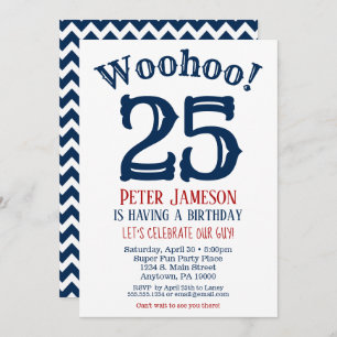 25. Geburtstag Einladung Mens Navy Blue