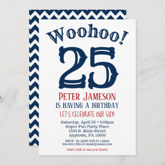 25. Geburtstag Einladung Mens Navy Blue