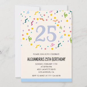 25. Geburtstag Einladungen Confetti