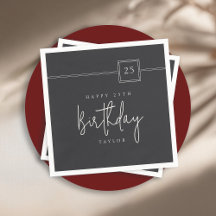 25. Geburtstag Elegant Minimalistisch Flat Black