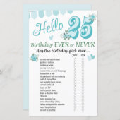 25. Geburtstag Ever oder Nie Game (Vorne/Hinten)